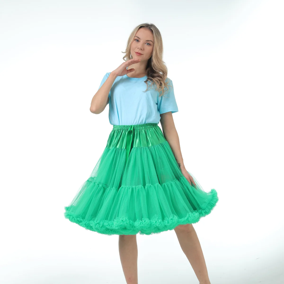 55Cm/21.65Inch Knielengte Gezwollen Tutu Rok Dames 50S Vintage Crinoline Lolita Cosplay Petticoat Prinses Balletdansfeest