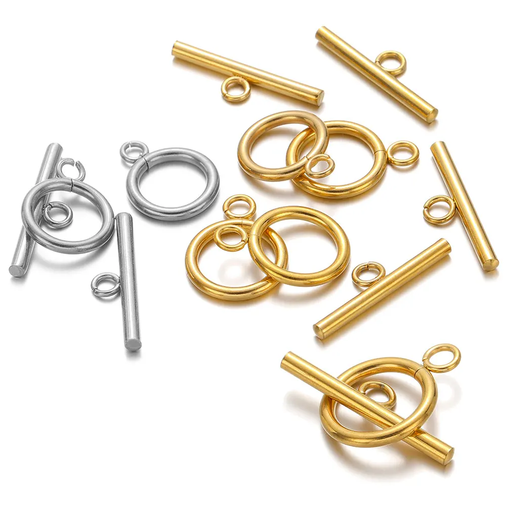 5Sets/lot Stainless Steel OT Toggle Clasp Hooks Round Bar Connector Fastener Bracelet For DIY Jewelry Making Accessories