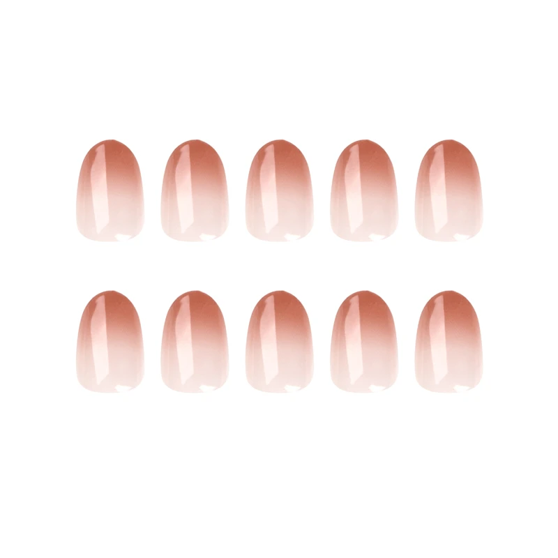 24pcs Short French Wearing Nails Patches Gradient Color Pink Minimalist Nails Tips with Jelly Gel Nail File image 5
