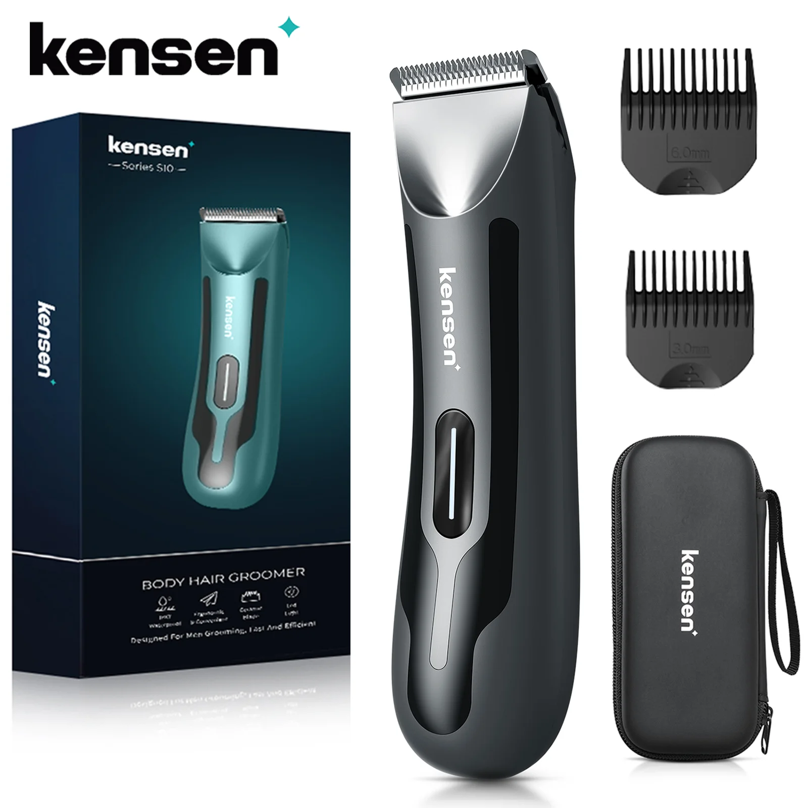 Kensen S10 Men's Electric Groin Body Hair Trimmer Pubic Hair Trimmer Body Grooming Clipper for Men Bikini USB Rechargeable Razor