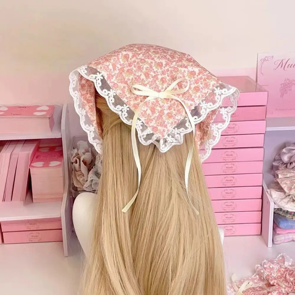 

Ins кружевной шарф для волос из хлопчатобумажной ткани с бантом, ленты для волос, однотонные аксессуары для волос для женщин