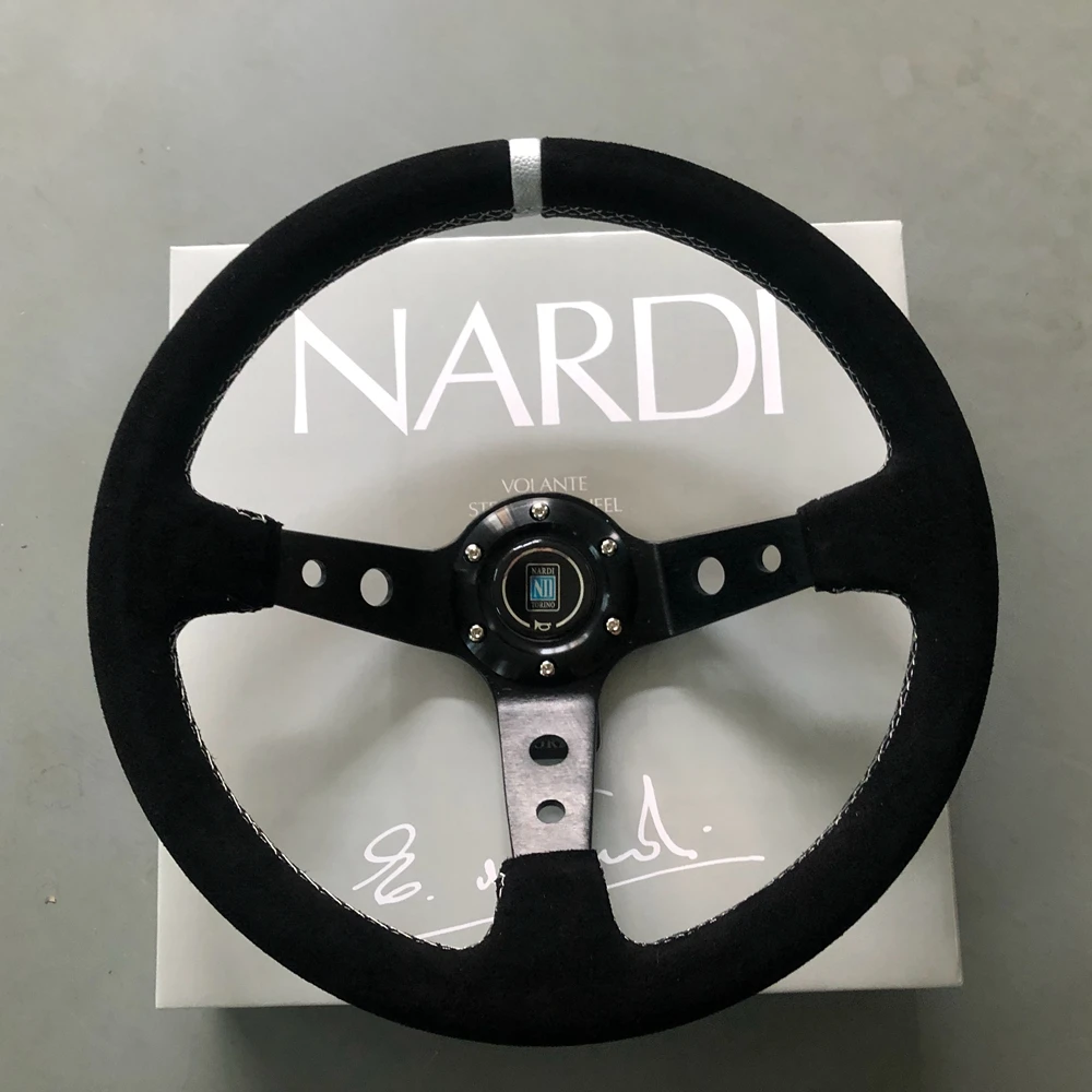 JDM Universal 14Inch Racing NARDI Steering Wheel Car Drift Suede Leather Steering Wheel Volantes For VW HONDA TOYOTA BMW Nissan