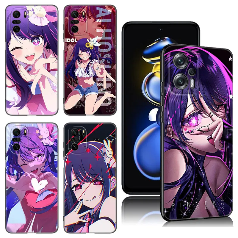 Anime Oshi no Ko Hoshino Ai Black Silicone Phone Case For Xiaomi POCO X3 X4 NFC F5 M3 M4 M6 X5 X6 Pro F3 F4 GT 5G C55 C65 M5