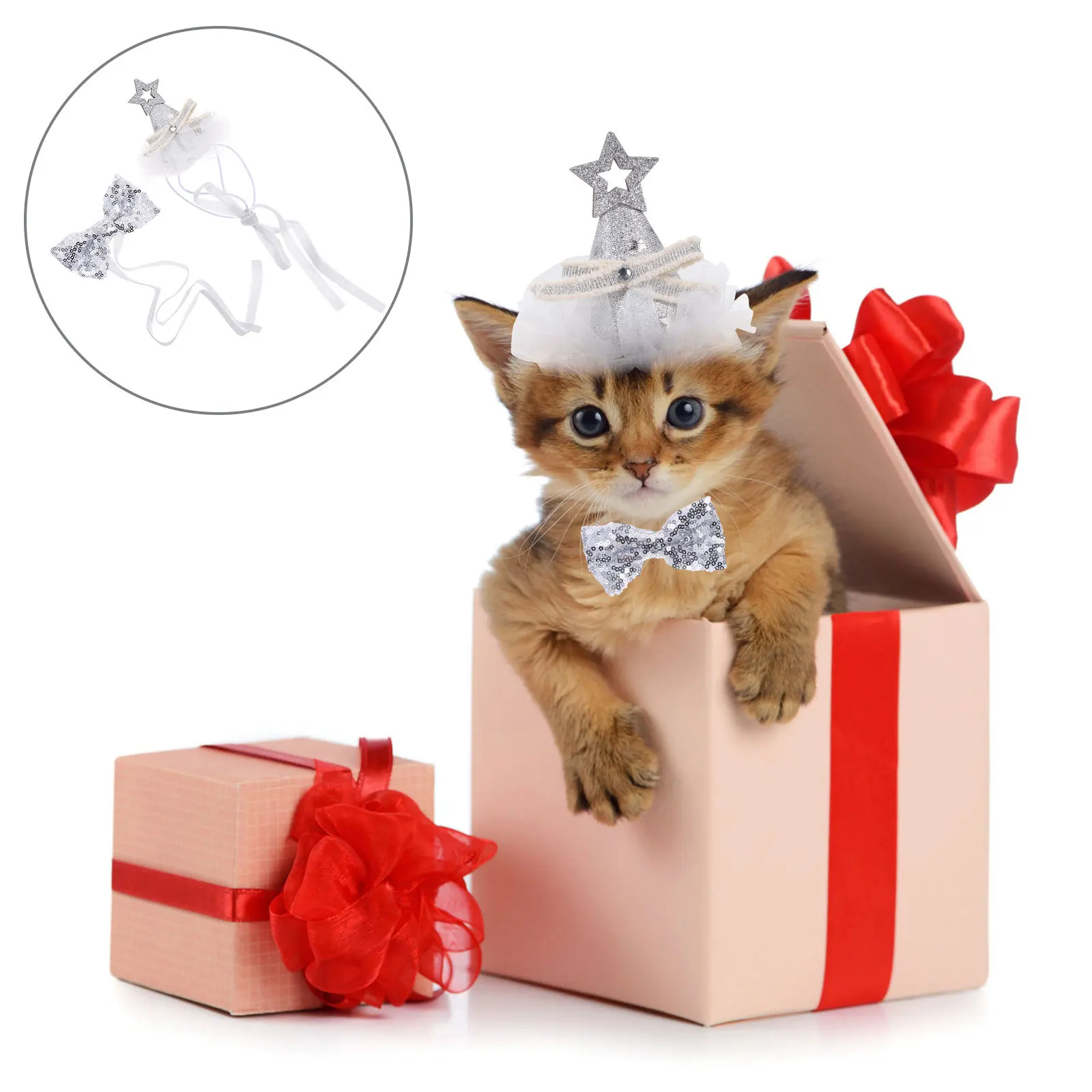 

1Set Birthday Dog Bowtie Pet Headdress Party Grooming Bows Puppy Collar Cat Birthday Decoration Bows for Dogs Pet Hair Bowtie