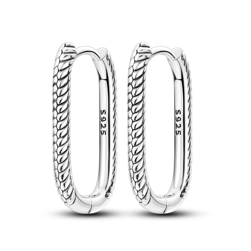 Hot Sales 925 Sterling Silver U-shaped Snake Bone Pattern Hoop Earrings For Women Fine Birthday Anniversary Jewelry Gifts