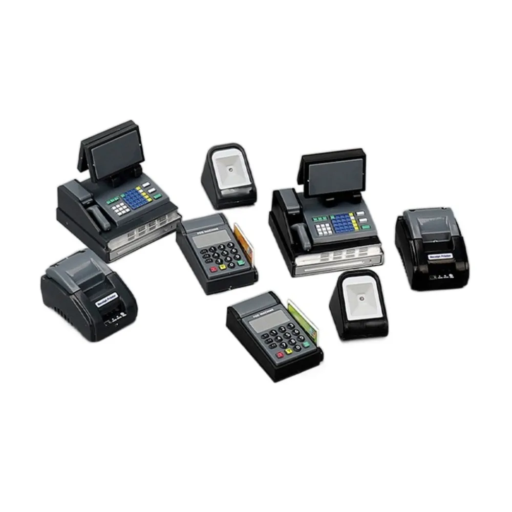 Mini Doll House Cash Register DIY 1:6/1:12 Scale Miniature Cash Register Funny Black Gray Mini Supermarket Store Card Machine