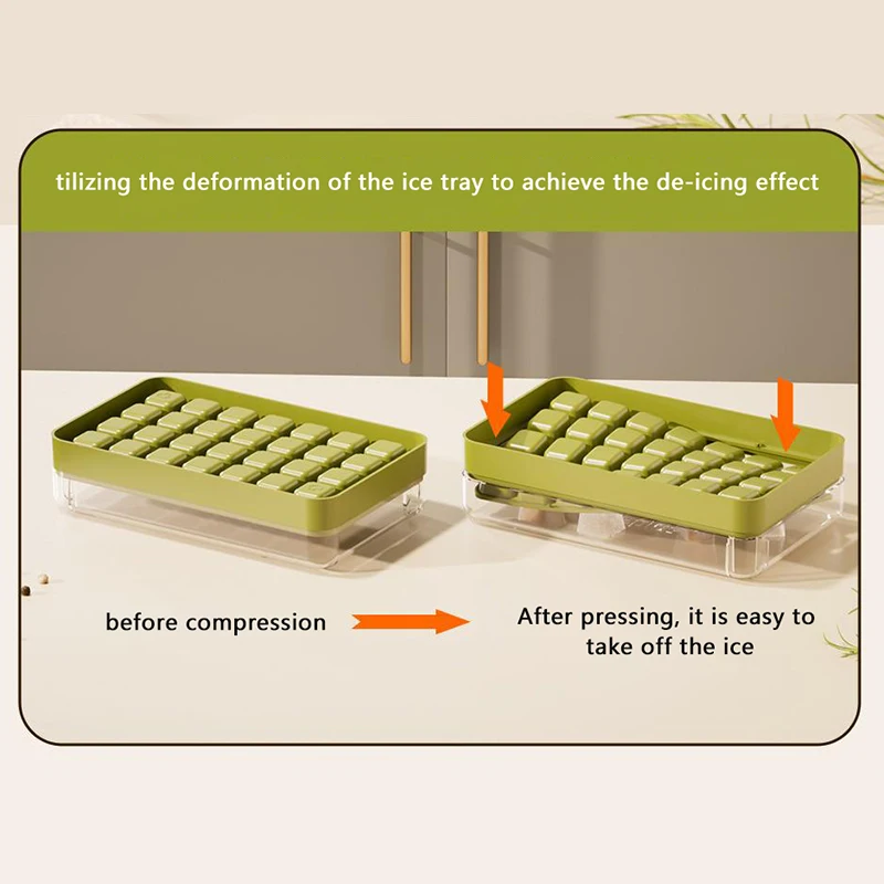 

Press-type Ice Tray Mold For Summer Household Use Large Capacity Easy To Demould With Lid Can Be Stacked Without Odor Ice Box