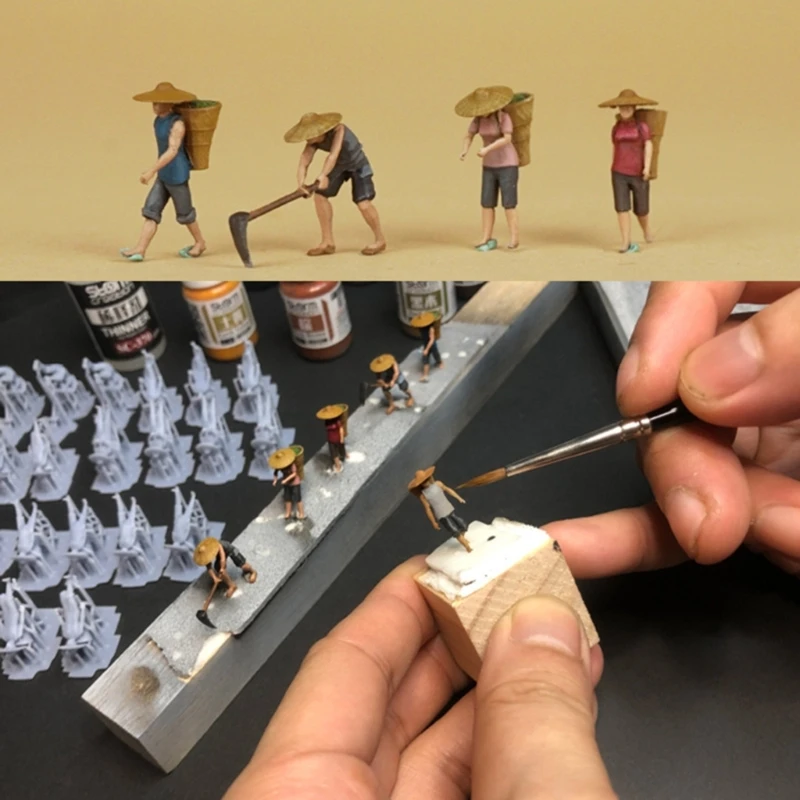 Farm Keeper Model Resins Miniature Farmer for 1/87 Scale DIY Scenerys for Model Train Setups