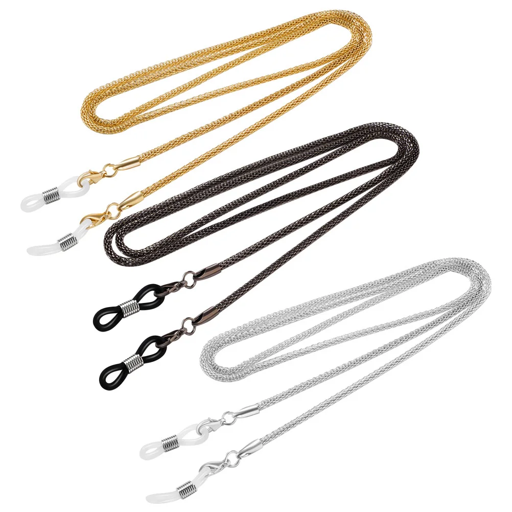

3Pcs Anti-Slip Glasses Chain Premium Hanging Neck Eyeglass Holder for Running Hiking Daily Use Black Golden Silver Spectacles