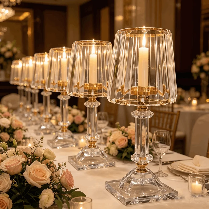 10PCS Acrylic Candle Stand Wedding Props Creative Home Decor European Iron Art Crystal Craft Sample Room Decoration Table Props