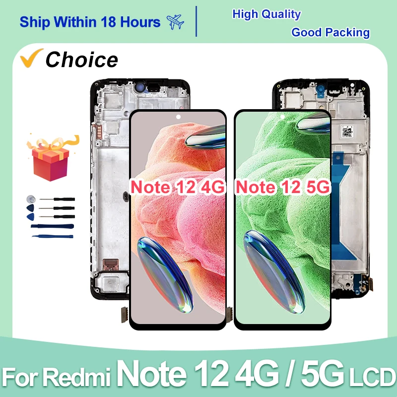 23021RAAEG For Xiaomi Redmi Note 12 4G LCD 23021RAA2Y Display Touch Screen Digitizer 22111317I For Redmi Note 12 5G Display