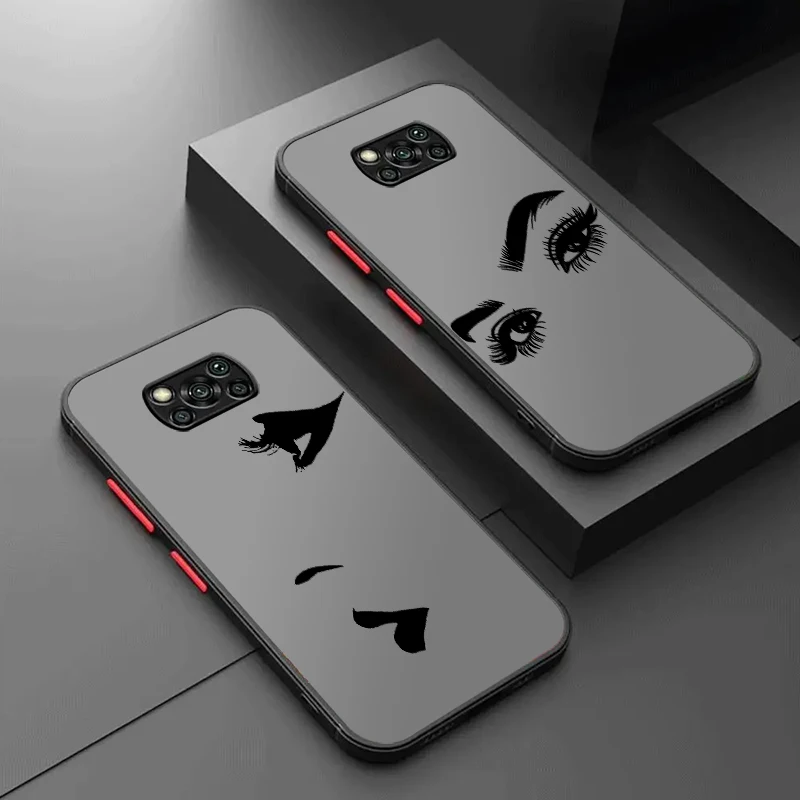 

Noble Art Beautiful Eye Frosted Translucent For Xiaomi Mi Poco X5 X4 X3 M6 M5S M5 M4 M3 F5 F4 F3 GT Pro 5G Back Phone Case