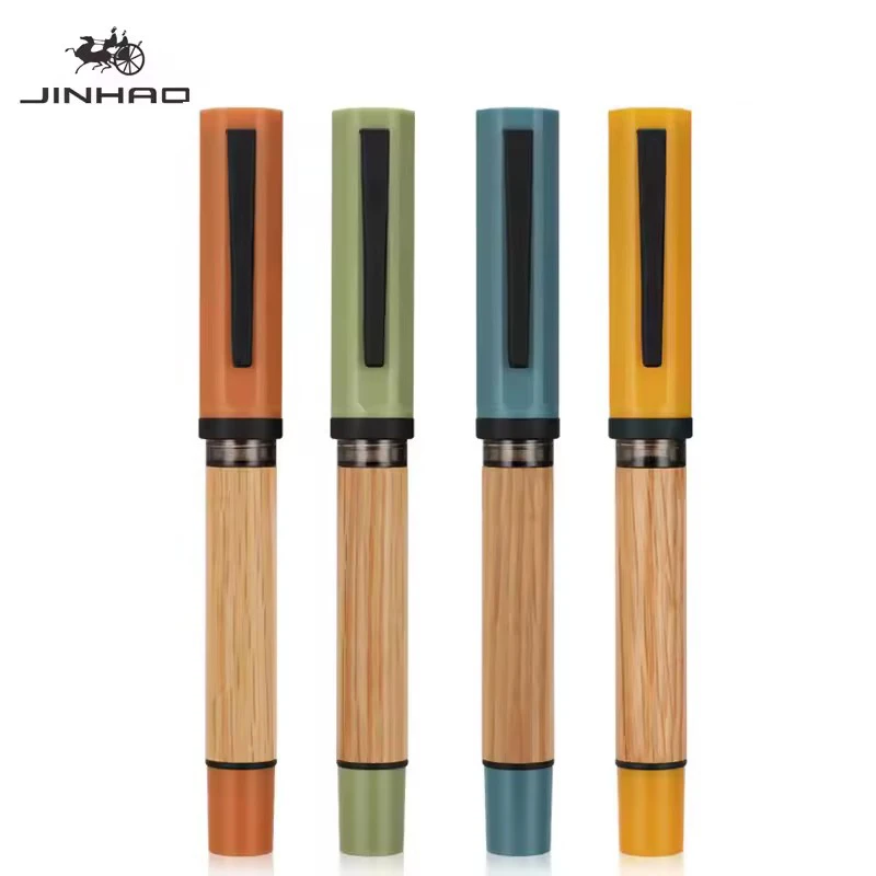 JINHAO 58 Fountain Pen Oak Pen Holder All Steel EF/ F Tip Calligraphy Practice Pen Stationery Business Office School Supplies