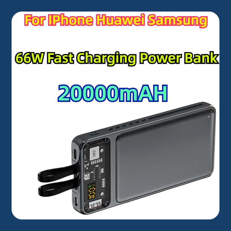 

For IPhone Huawei Samsung 20000mAH High Capacity 66W Fast Charging Power Bank Punk Mechanical Charge Battery Powerbank