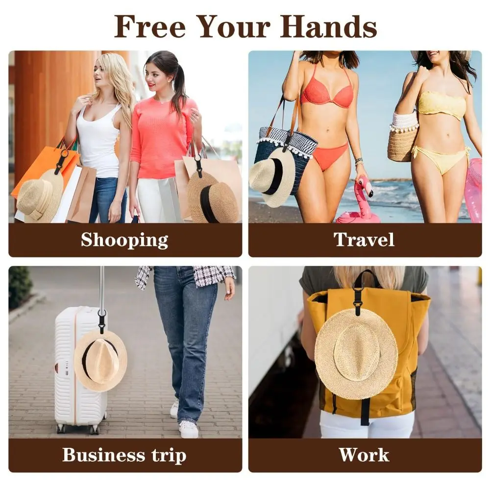 Multi-purpose Portable Travel Hat Clip Hands Free Anti-lost Hat Hanging Hook Clip On Hats Holder for Travel on Bag