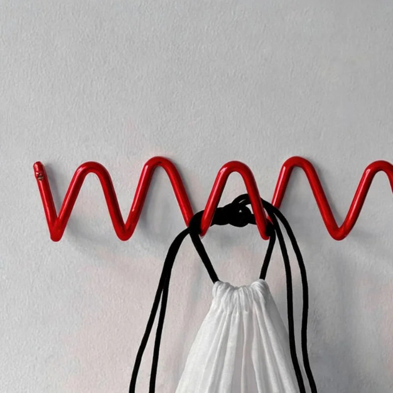Simple Wall Clothes Hanger Creativity Wave Shape Iron Multiple Hooks Entryway Wall Hanger Hats Modern Home Storage Organization view 4