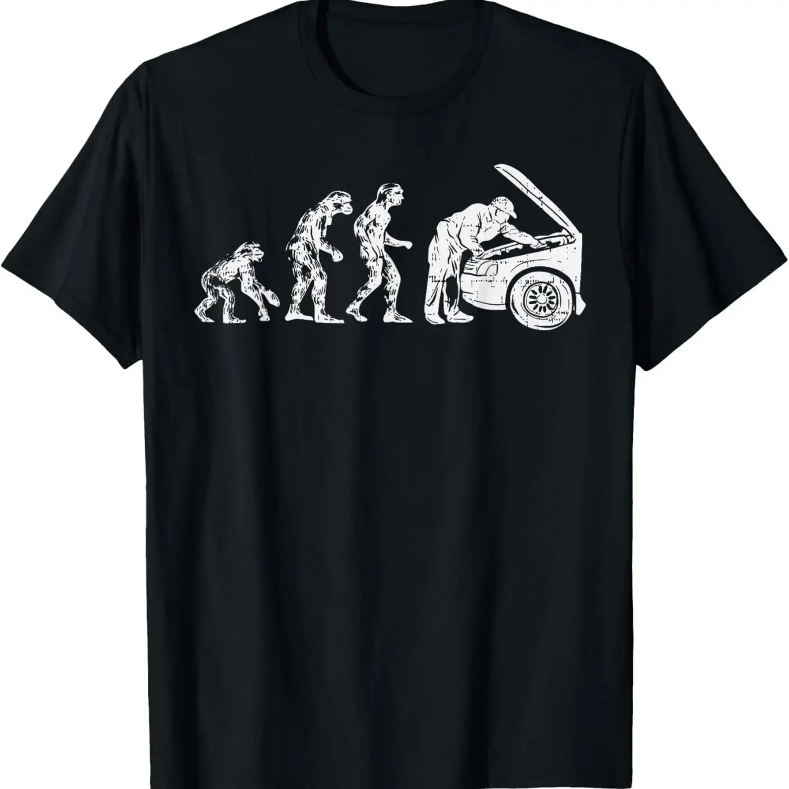 T-shirt homme drôle sur le thème de l'évolution humaine, mécanicien automobile, vintage, délavé, graphique doux, polyvalent, unisexe