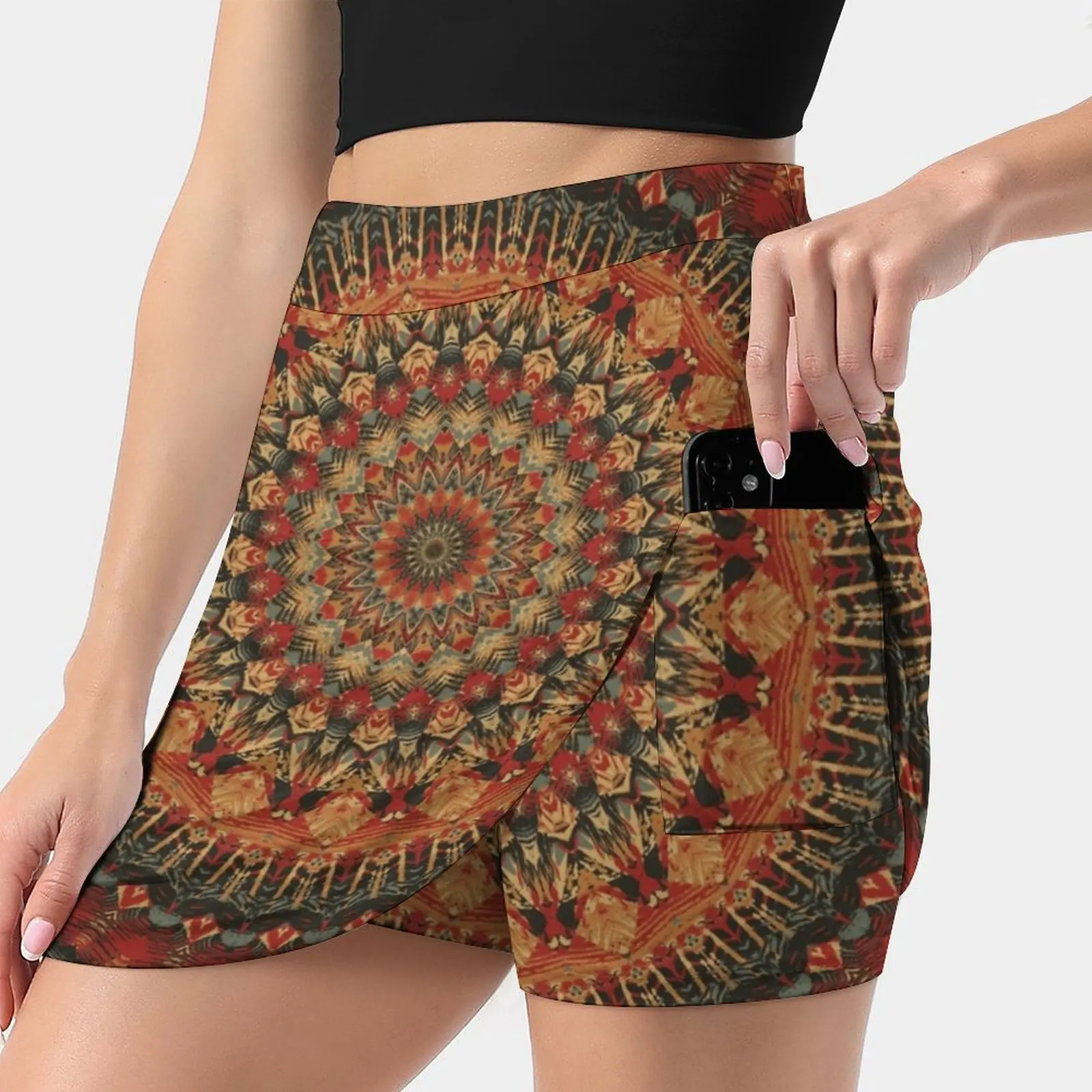 Mandala 128ผู้หญิงกระโปรงกีฬา Skort กระโปรงกระเป๋าแฟชั่นสไตล์เกาหลีกระโปรง4Xl กระโปรงยิปซี Hippie Hippy Mandala ดอกไม้