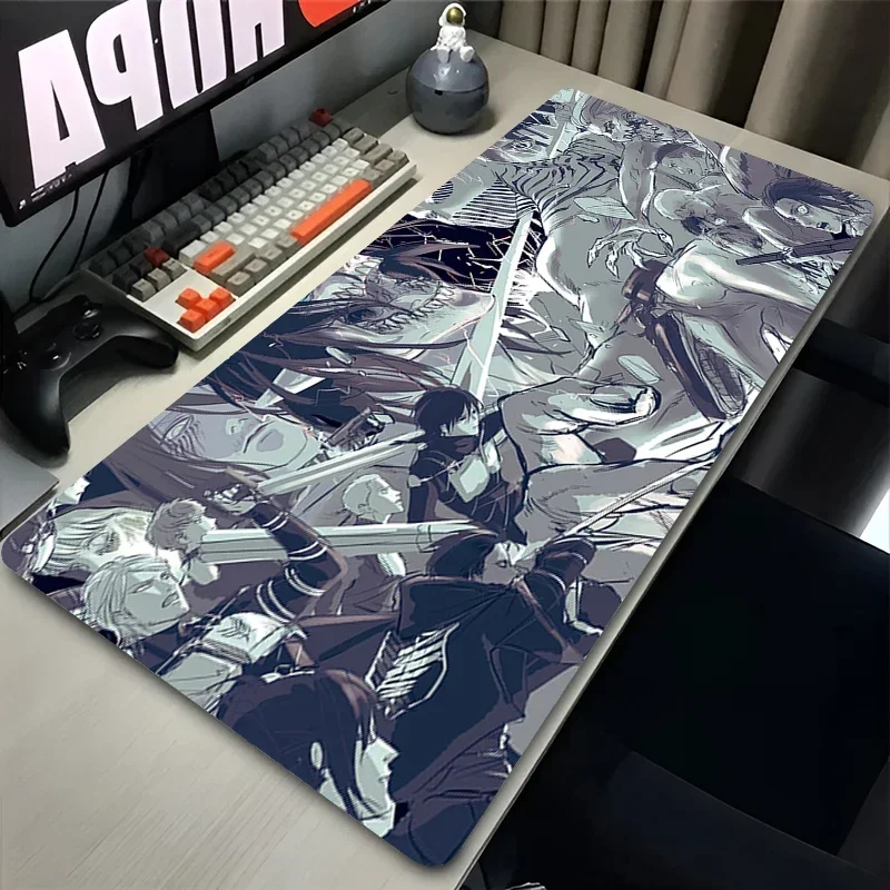 CIFBUY Attack on Titan Desk Mat, Eren Yeager Black White Manga Panel Mouse Pad, Non Slip Rubber Base for Gaming Desktop