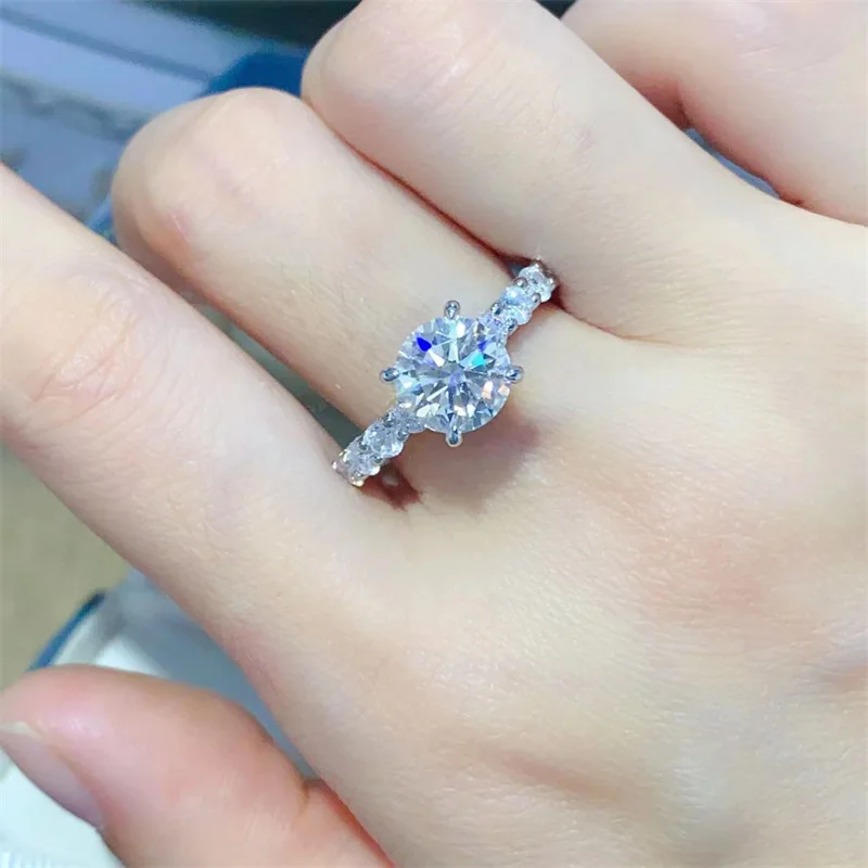 Imagem -06 - Anel Moissanite de Prata Esterlina para Mulheres Banhado a Ouro 18k Diamante Espumante Anéis de Casamento Jóias Finas Gra 2ct mm Nkhog-s925