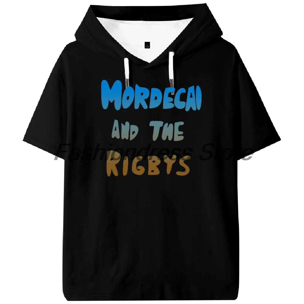 Mordecai and the Rigbys Hooded T-shirts Unisex Short Sleeve Tee Women Men Outdoor Streetwear Funny Tops