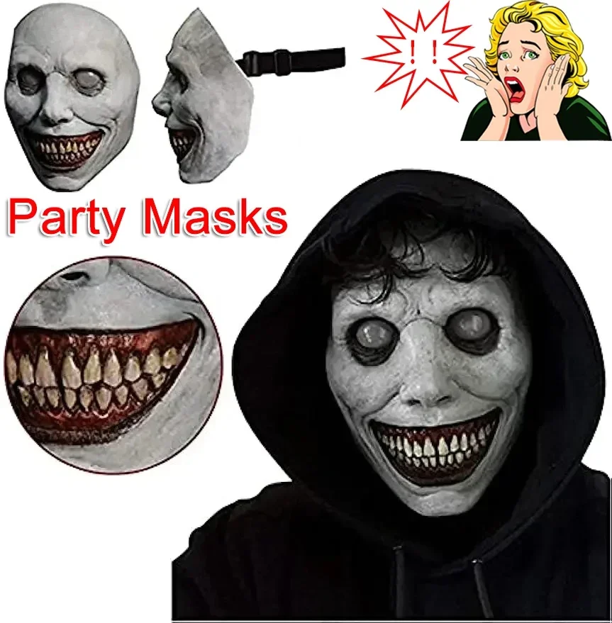 هالوين زاحف ابتسامة قناع الرعب للبالغين ، نصف طاردات الأرواح الشريرة ، الأخضر الأبيض قناع الشيطان ، الدعائم تأثيري ، الطرف الشر ، والاكسسوارات #1