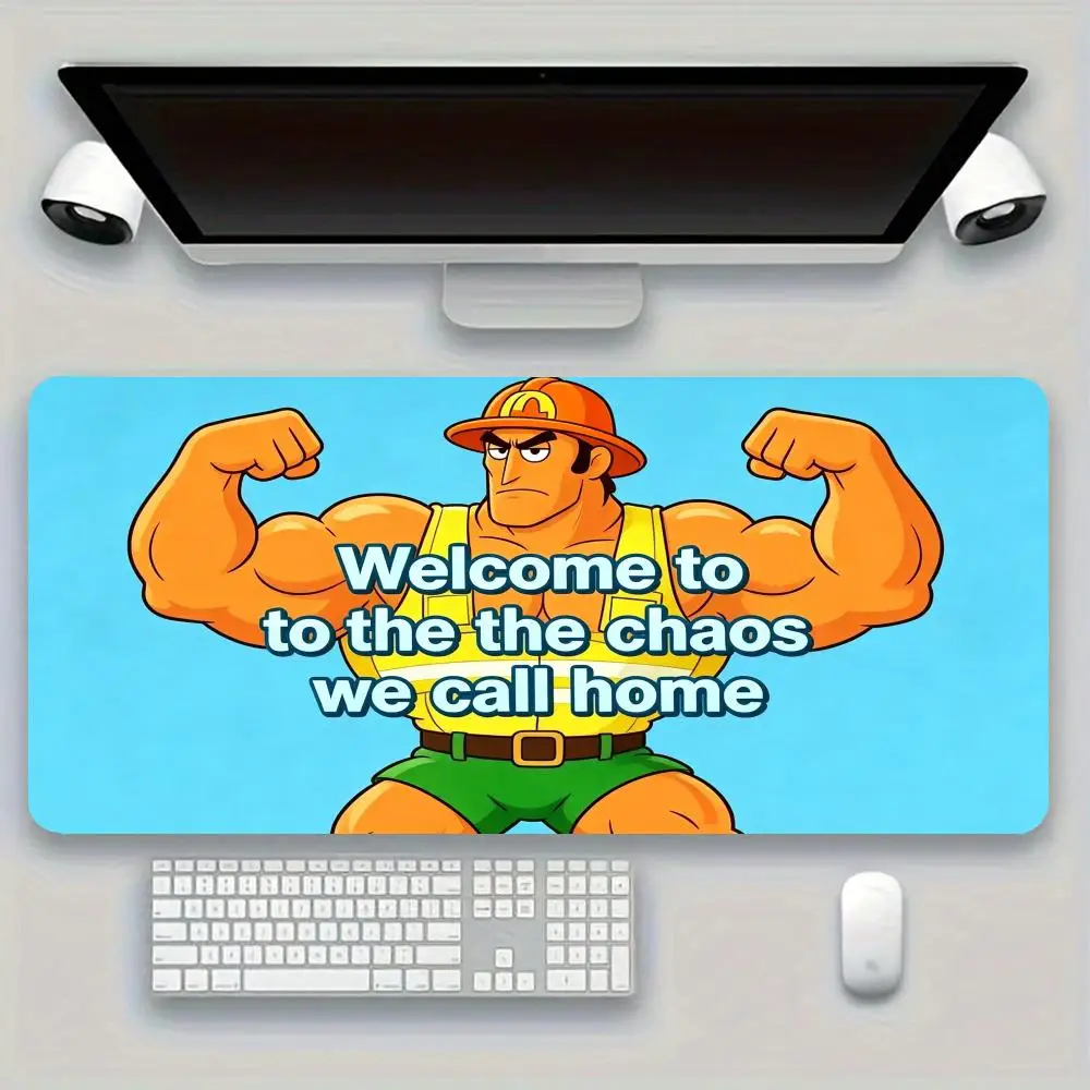 Large Size Playmat Funny Muscular Alien Astronaut Purple Starry Sky Space Scene Anime Games Office Desktop Mat