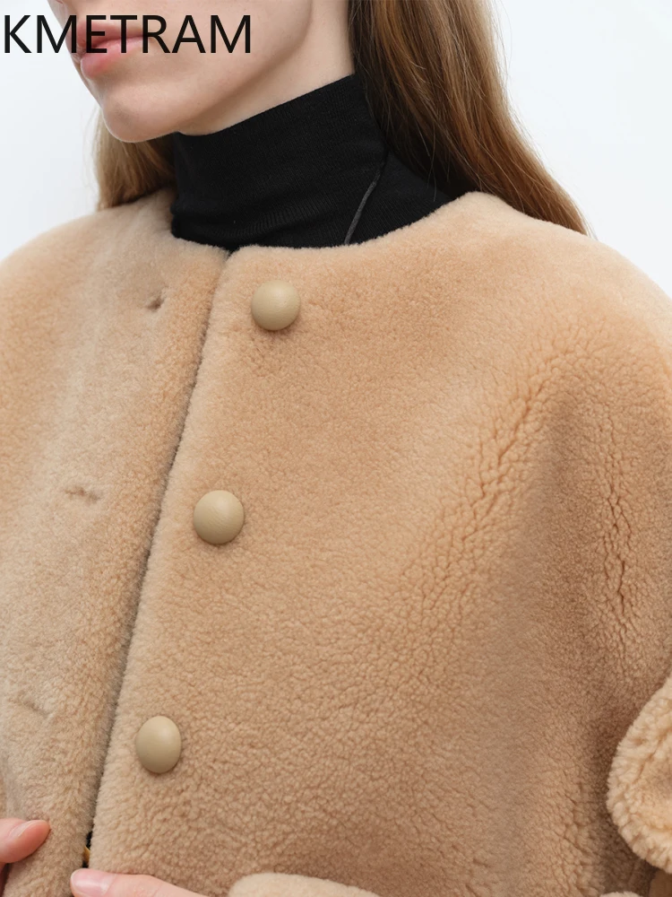 Natural Merino Sheepskin Wool Double Faced Fur Jacket Women Top Quality Short Real Fur Coat Winter Woman Clothing 2025 abrigos