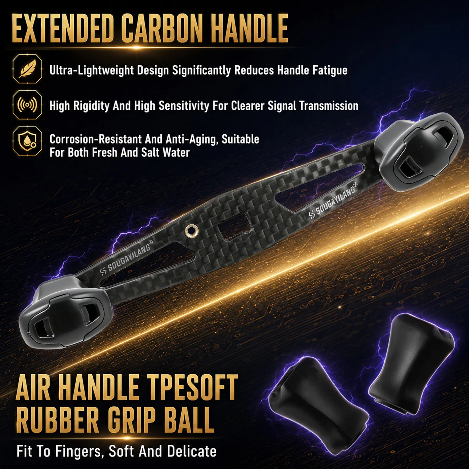 Sougayilang PRO DC Elektronische Baitcasting-Rolle Anti-Backlash 7.2:1 Übersetzungsverhältnis 7+1BB Carbon-Griff Salzwasser-Angelrolle – Detail 8