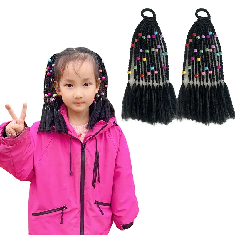 African Girl Wig Black Children Hair Accessories Kids Plait Fervor Hand-beaded Braid Headdress Baby Color Head Adornment Pigtail