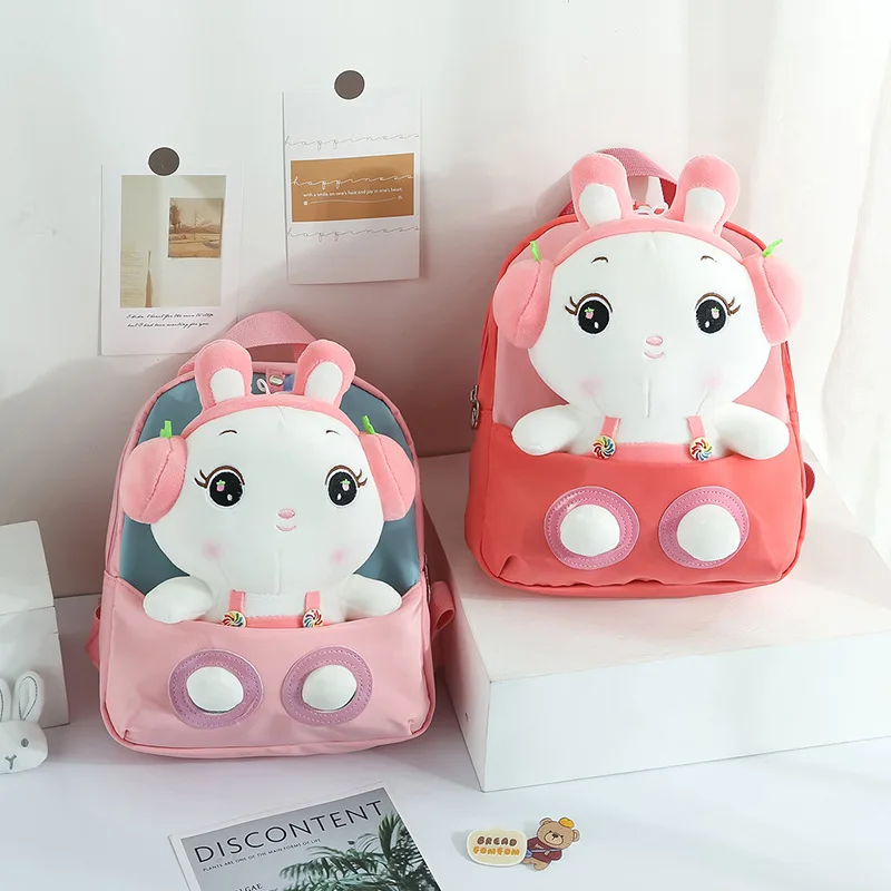 

Cartoon Plush Cute Children's Bunny Backpack Kindergarten Baby Light School Bag Kids 3D Doll Student Rucksack Baby School Bags