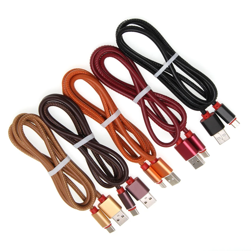 

1000pcs PU Leather 8Pin/Type C/Micro USB Charge Data Cable Fast Charging for iPhone 12 13 11 XS Max Samsung S9 Xiaomi Redmi