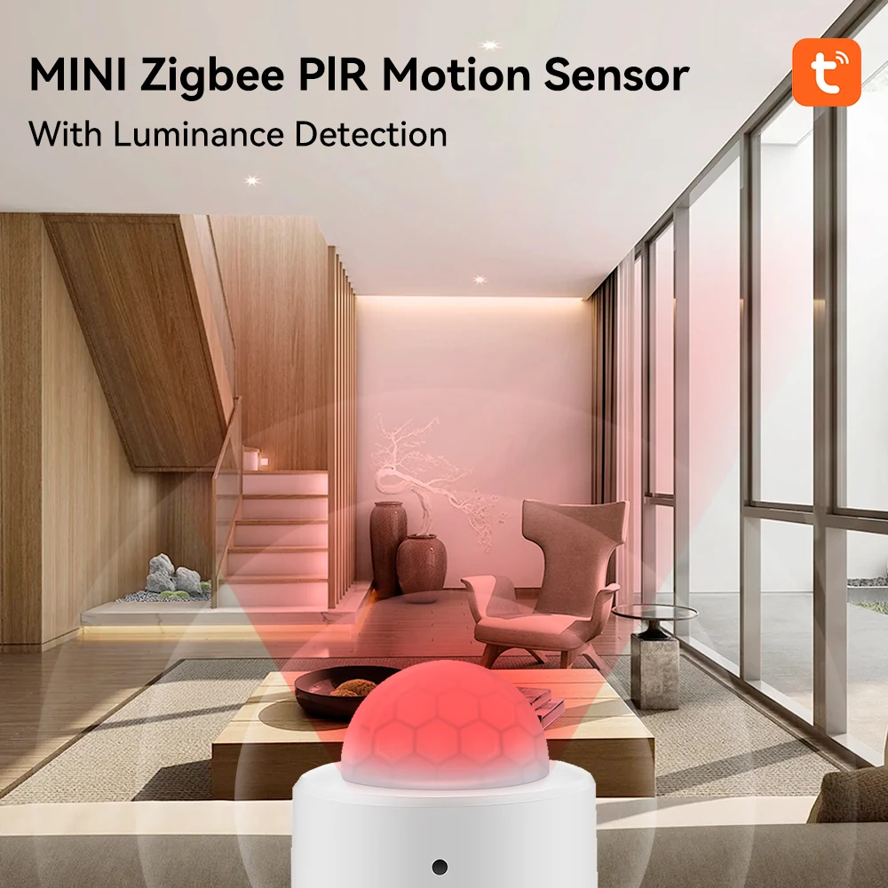 Imagem -02 - Tuya em Zigbee Mini Detector de Movimento Pir Mais Luz Lux Brilhante Sensor de Alarme contra Roubo de Segurança Infravermelha Passiva Via Alexa Google Home