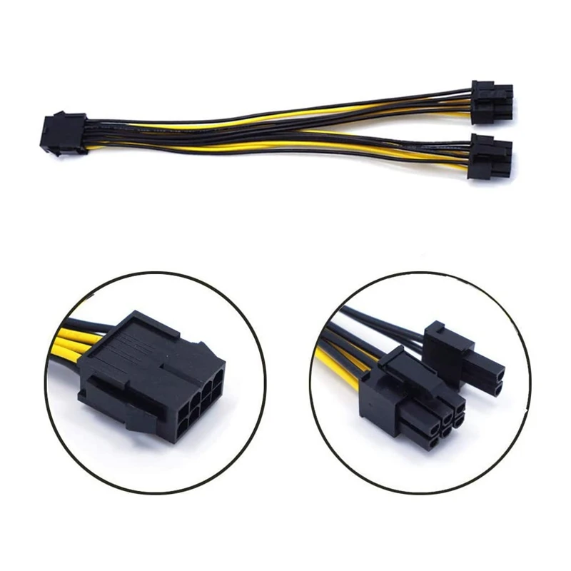 Top-10Pcs 8 Pin PCIE To Dual PCIE 8 (6+2) Pin Power Cable Motherboard Graphics Card PCI-E GPU Power Splitter GPU Power Cable