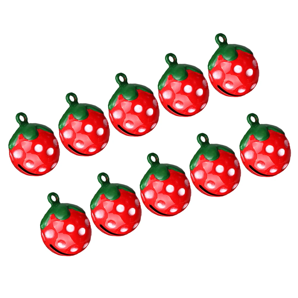 

10Pcs Strawberry Bell Pet Necklace Durable Iron Material Daily Activity Comfortable Wear Gift Pets Pet Bells Mini Bell Pendant