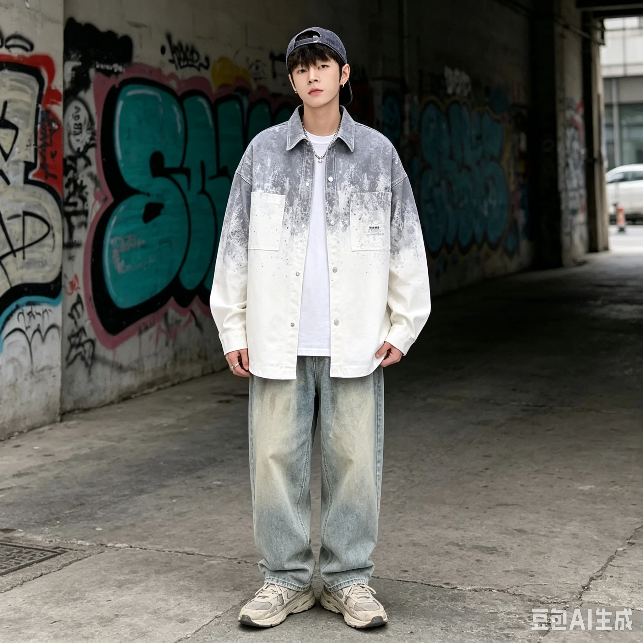2025 Youth Spring New Boys Gradient Color Fashion Cowboy Jacket Handsome Versatile Coat
