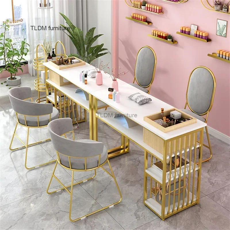 Modern Minimalist Marble Manicure Table and Chair Set Salon Furniture Nordic Nail Table Professional Manicure desk with Drawer Z