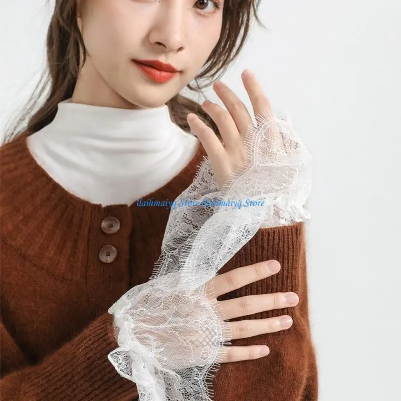 573B 2pairs أنيقة زهرة الدانتيل الزهرة الأكمام ذراع الأكمام المزخرفة دبوس الملابس