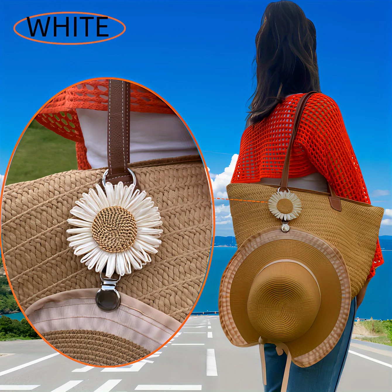 

Spring Summer New Lazy Travel Hat Clip Sunflower Bag Clip Outdoor Backpack Luggage Organizer Multi-Purpose Straw Hat Clip