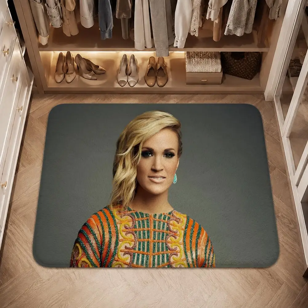 C-Carrie Underwood Floor Mat Flannel Rug Non Slip Absorbent Soft Washable For Entryway Hallway Bathroom Kitchen Decor