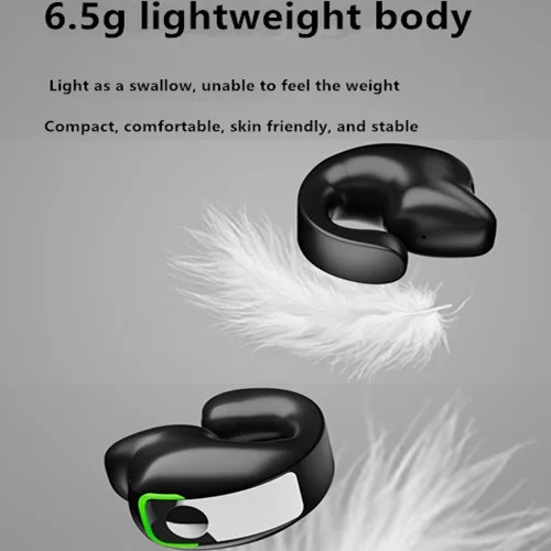 HD HiFi Stereo Touch Control Bluetooth 5.3 Ear Clip Headphone TWS Wireless Earphone Single In-Ear Sports Headset With Microphone