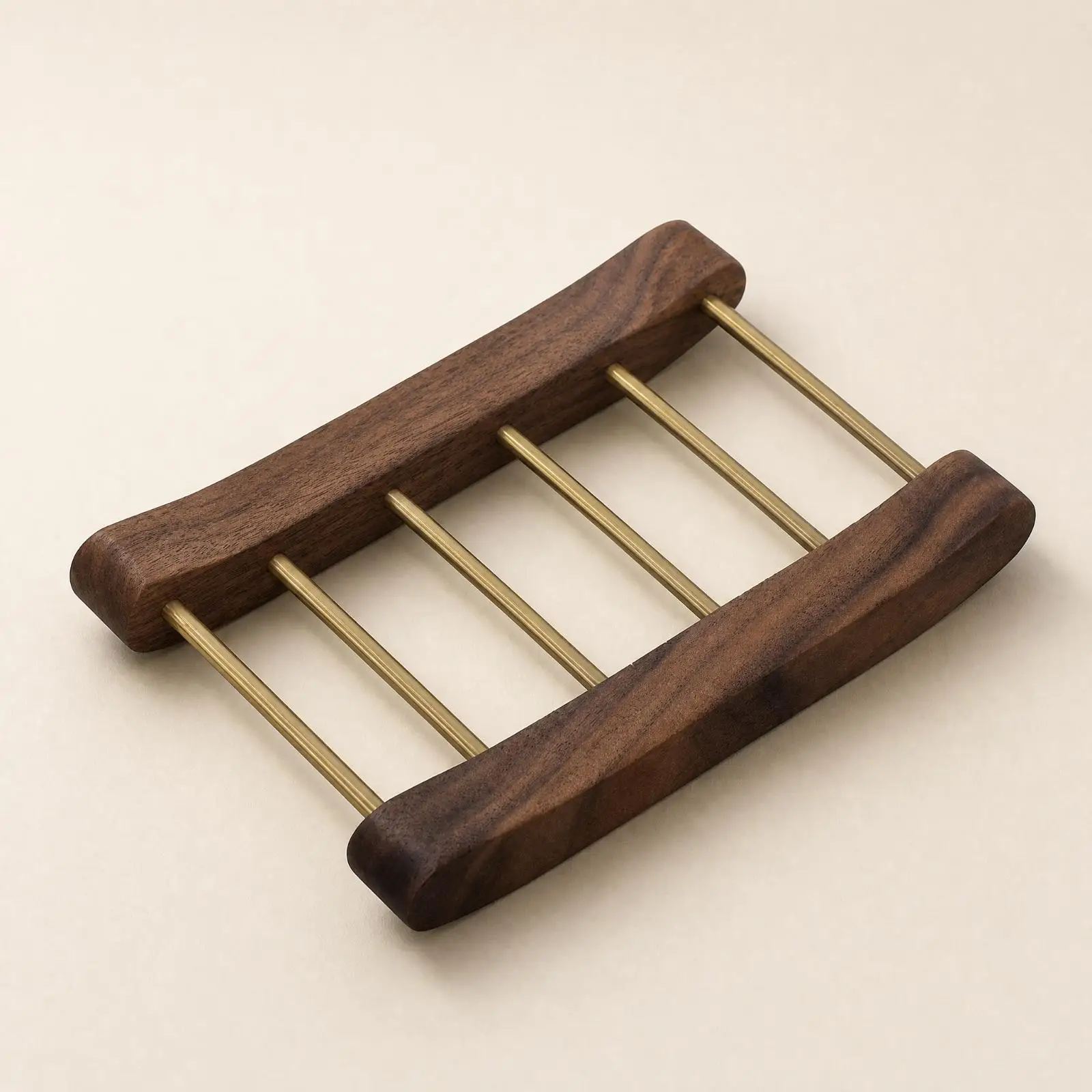Wooden Soap Dish with Metal Rods Quick-Dry Tabletop Soap Dish Bathroom Accessory Open-Drain Raised for Washstand, Vanity