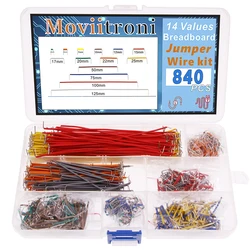 Moviitroni 140Pcs 560Pcs 840Pcs Preformed Breadboard Jumper Wire Kit 14 Vaules Jumper for Breadboard Prototyping Circuits