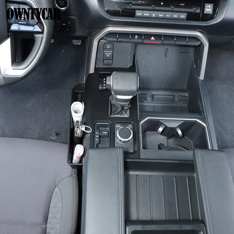 

Для Toyota Tundra Sequoia 2022-2025 ABS матовый черный автомобильная центральная консоль панель переключения передач ящик для хранения аксессуары для салона автомобиля