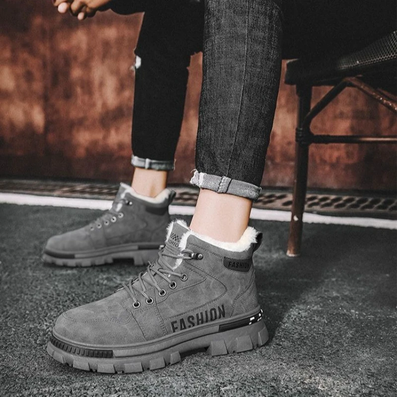 

Men's Winter Snow Boots Anti-Slip Fleece-Lined Thickened Warm Boots for Outdoor Snowy Weather Shoes with Durable Rubber Sole