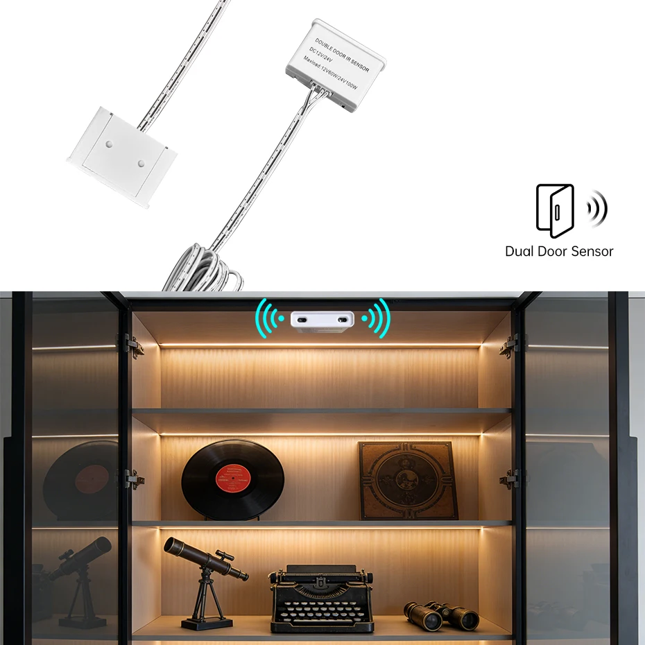 Door Open/Close Control Sensor Switch DC 12-24V LED Cabinet Light Double Sensor Switch DuPont Connector Cable Closet Lighting