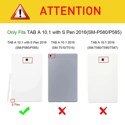 Imagen 2 del producto Funda para Galaxy Tab A 10,1 con S Pen 2016 10,1 pulgadas (SM-P580/P585) Funda protectora ultraligera con soporte Auto Sleep/Wake