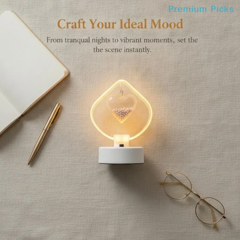 portableHeart Shape Projection LED Night Light Mini Warm Glow Table Lamp Ideal Christmas New Year Gift for Family
