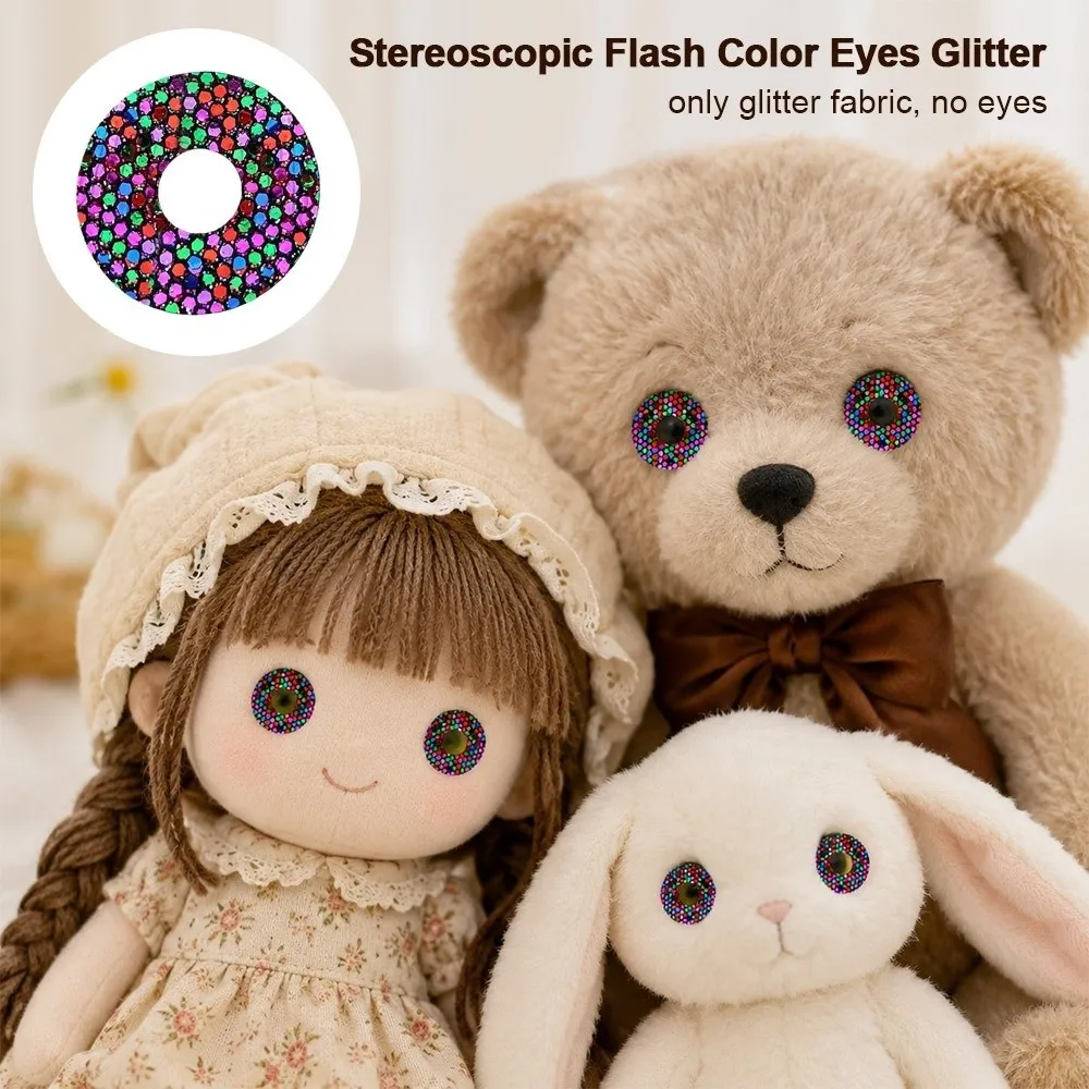 100pcs/bag New Plastic Stereoscopic Flash Color Eyes Glitter 14mm DIY Round Glitter Fabric Mix Colors Golden Onion 3D Eye