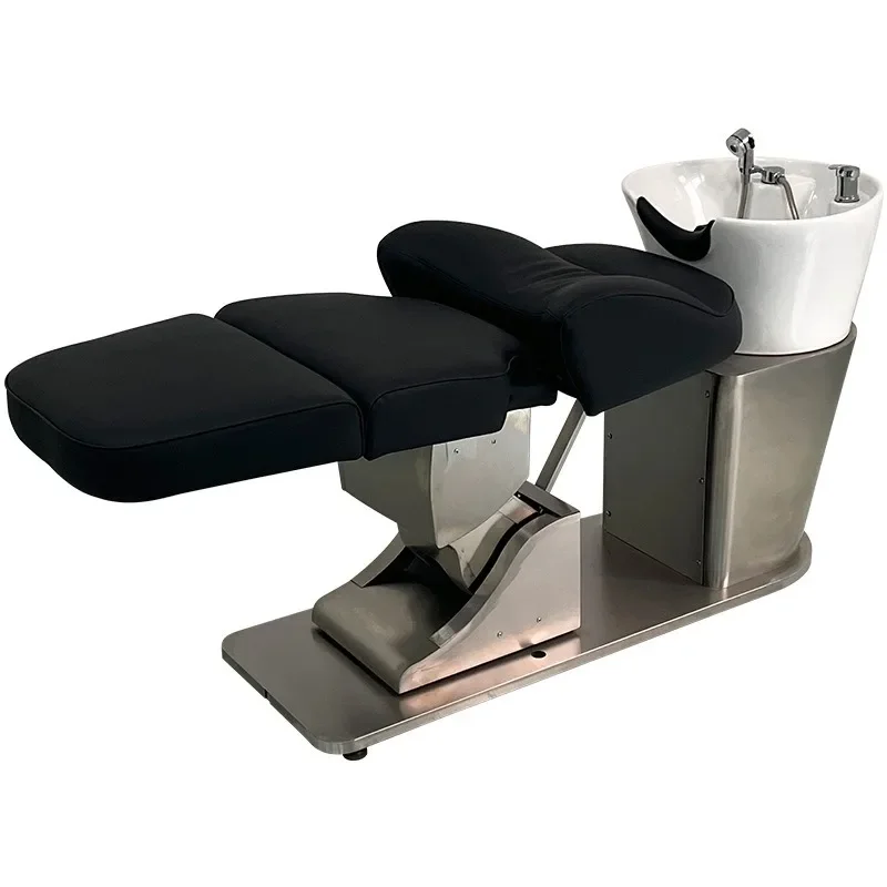 Electric lift shampoo bed Barber shop Beauty salon Flush bed, hair salon special semi-reclining rotary shampoo bed